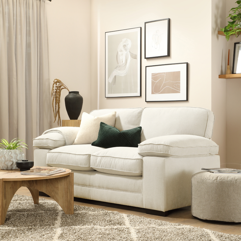 Chatham 2 Sofa Seater in Colour Cream House Plush Fabric
