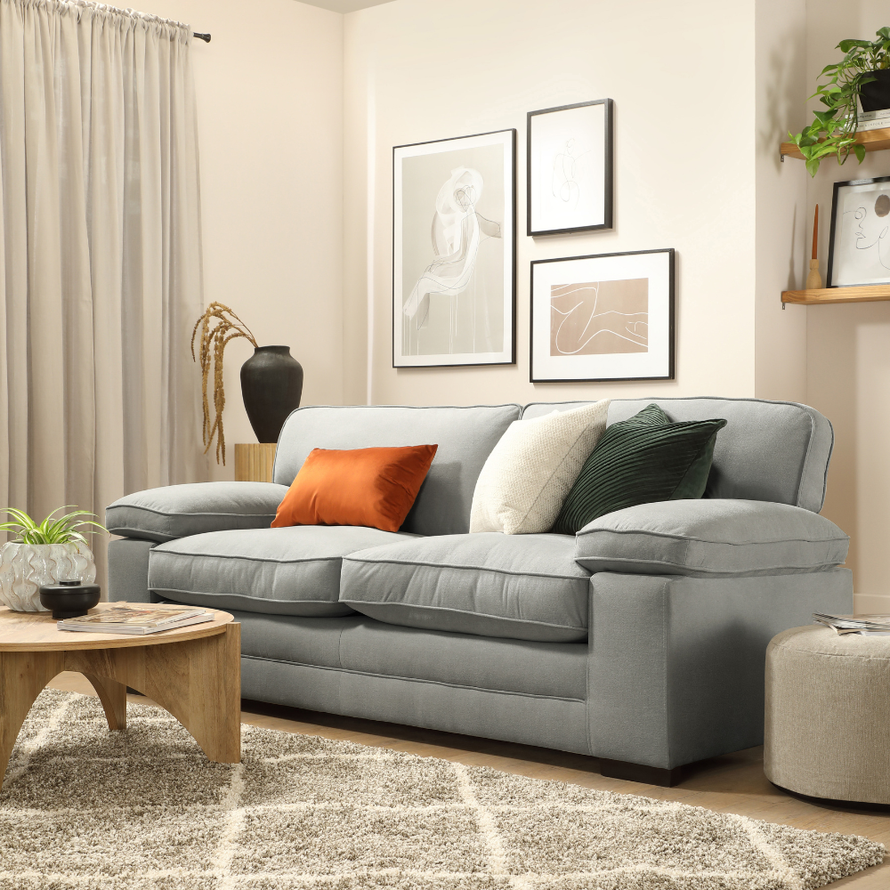 Chatham 3 Sofa Seater in Colour Grey House Plush Fabric