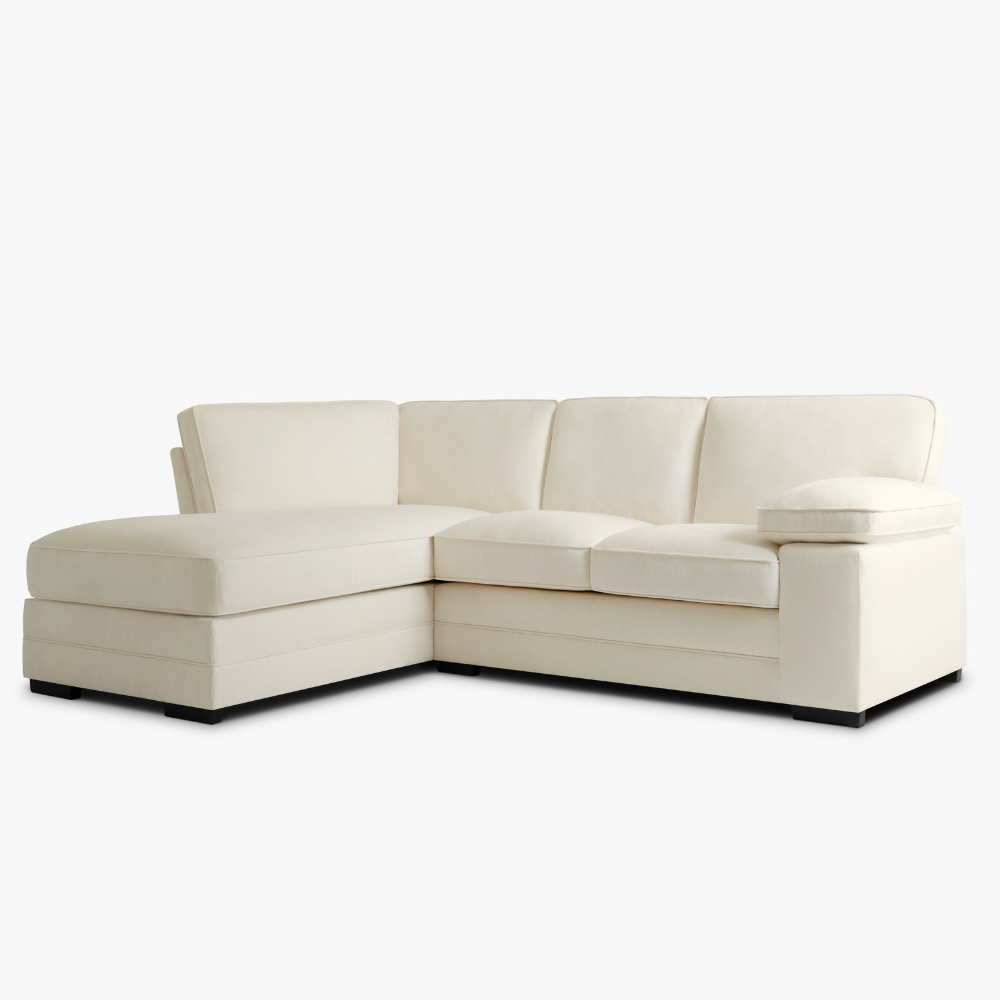 Chatham L-Shape (Left) Corner Sofa, Cream House Plush Fabric