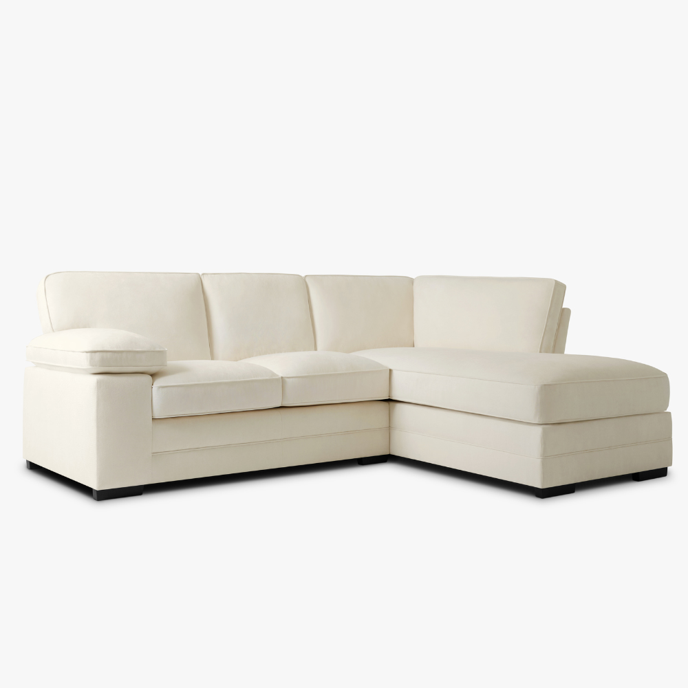 Chatham L-Shape (Right) Corner Sofa, Cream House Plush Fabric