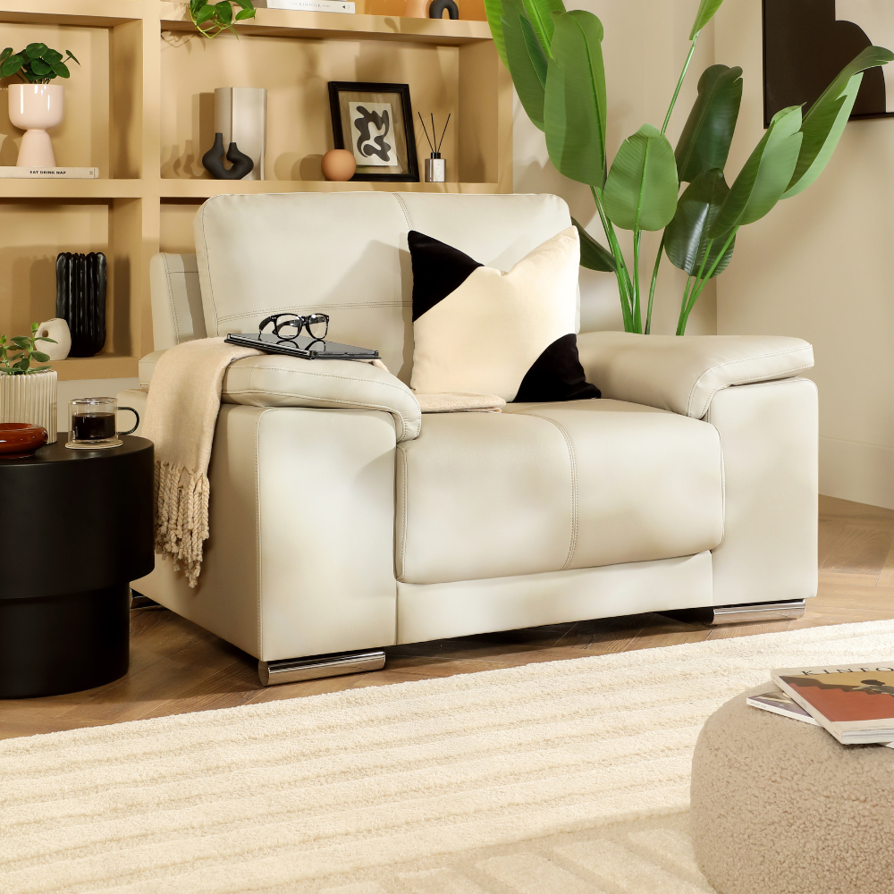 Kansas Armchair, Ivory Premium Faux Leather