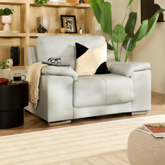 Kansas Armchair, Light Grey Premium Faux Leather