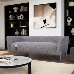 Leona 3 Seater Sofa, Grey Woven Chenille Fabric