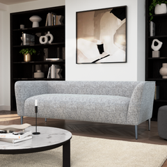 Leona 3 Seater Sofa, Light Grey Woven Chenille Fabric