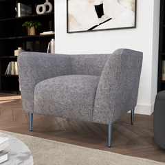 Leona Armchair, Grey Woven Chenille Fabric