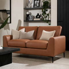 Lexi 2 Seater Sofa, Tan Premium Faux Leather