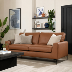 Lexi 3 Seater Sofa, Tan Premium Faux Leather