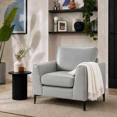 Lexi Armchair, Light Grey Premium Faux Leather