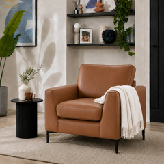 Lexi Armchair, Tan Premium Faux Leather