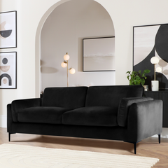 Lucia 3 Seater Sofa, Black House Velvet