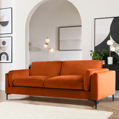 Lucia 3 Seater Sofa, Burnt Orange House Velvet