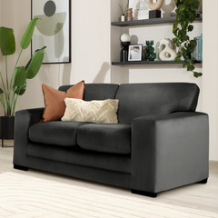 Manhattan 2 Seater Sofa, Charcoal Grey House Velvet