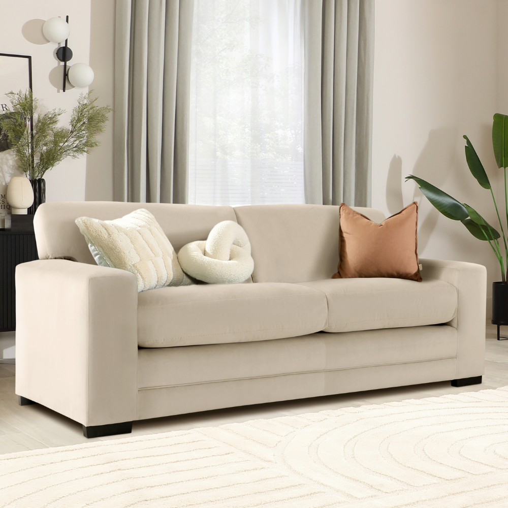 Manhattan 3 Seater Sofa, Champagne House Velvet