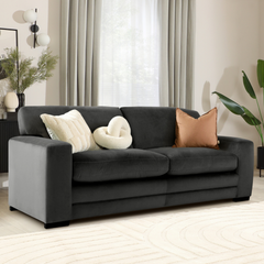 Manhattan 3 Seater Sofa, Charcoal Grey House Velvet