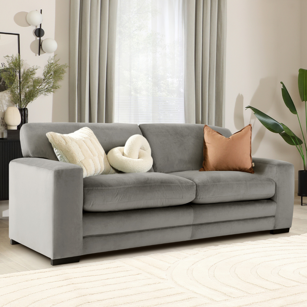 Manhattan 3 Seater Sofa, Grey House Velvet
