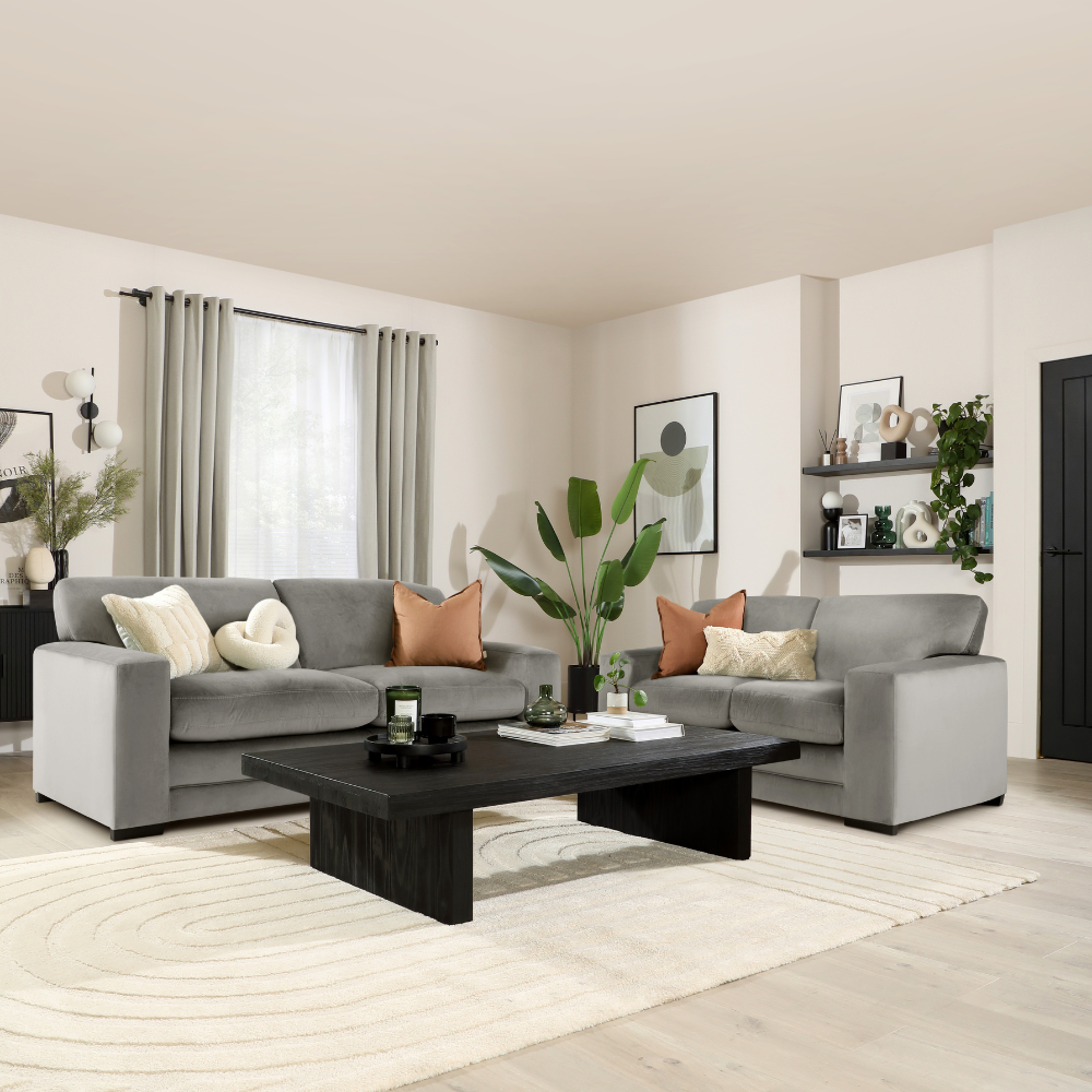 Manhattan 3+2 Seater Sofa Set, Grey House Velvet