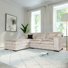 Manhattan L-Shape (Left) Corner Sofa, Ivory Aura Velvet
