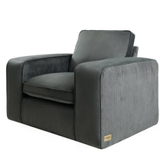 Alia Bastamam; Amaya Armchair, Slate Grey Pleated Premium Velvet