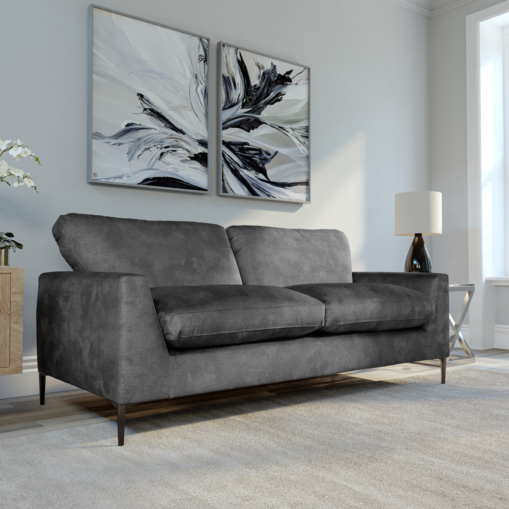 Lexi 3+2 Seater Sofa Set, Grey Aura Velvet