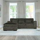 Manhattan L-Shape (Left) Corner Sofa, Moss Green Aura Velvet