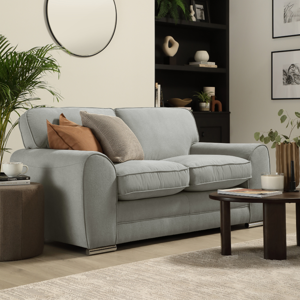 Burford 3+2 Sofa Seater Sofa Set in Colour Grey House Plush Fabric