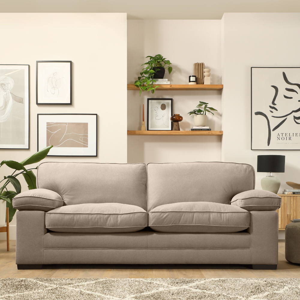 Chatham 3 Sofa Seater in Colour Beige House Plush Fabric