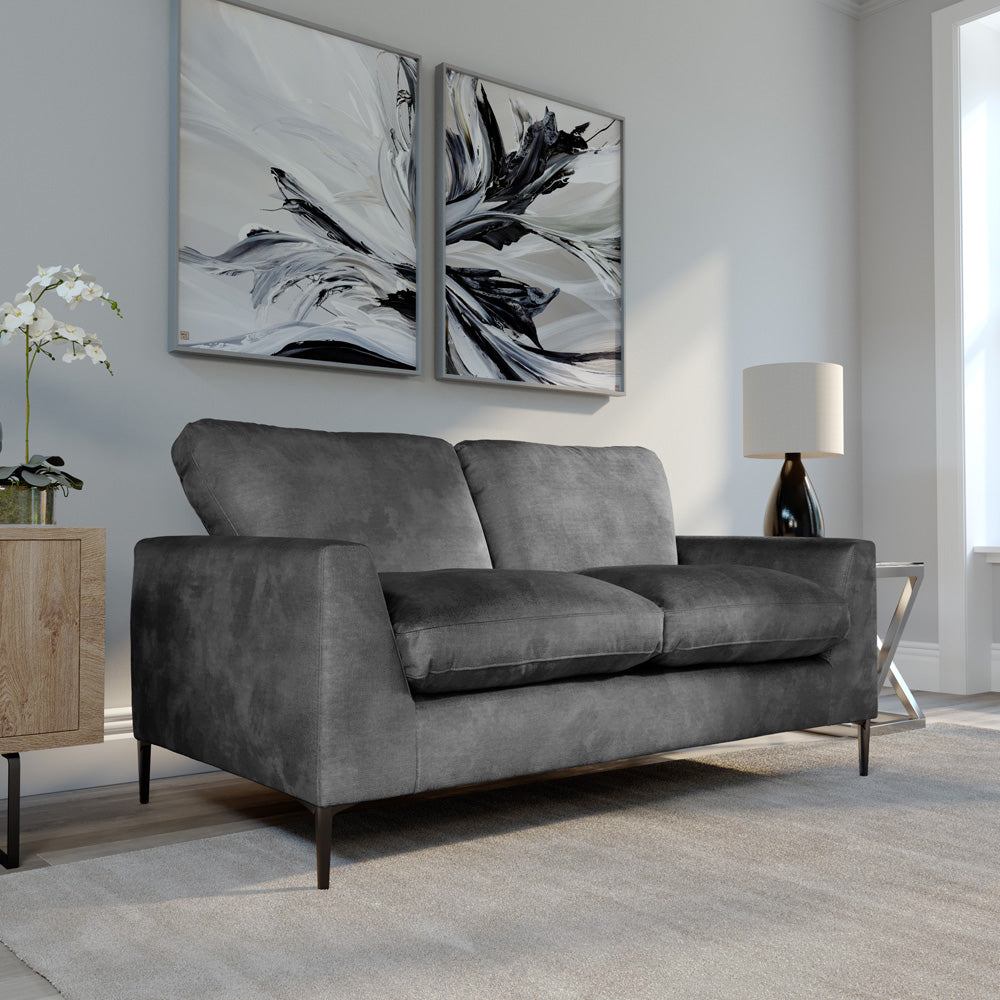 Lexi 3+2 Seater Sofa Set, Grey Aura Velvet