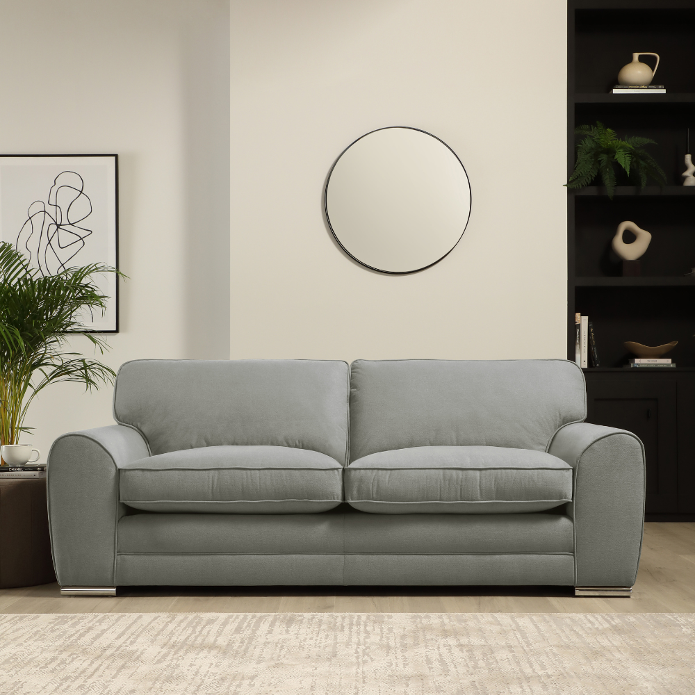 Burford 3+2 Sofa Seater Sofa Set in Colour Grey House Plush Fabric