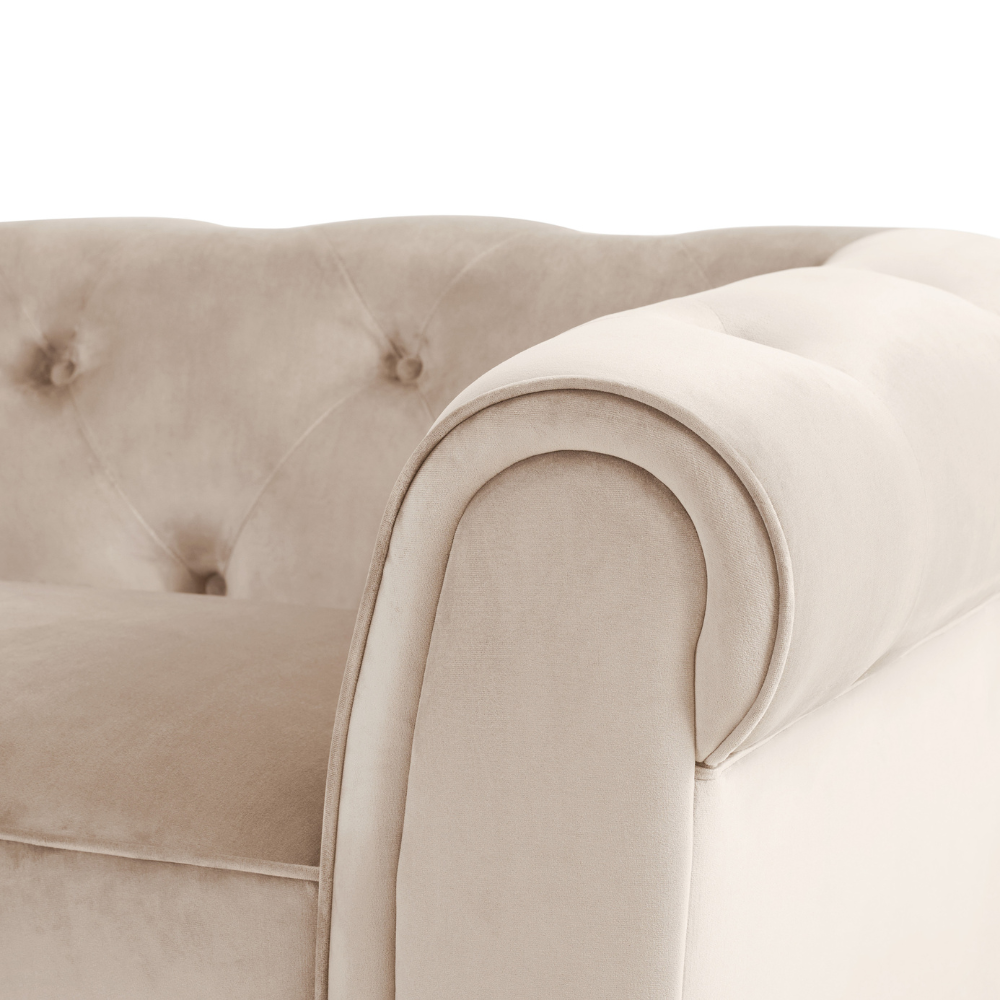 Audley 2 Sofa Seater Sofa in Colour Champagne Velvet