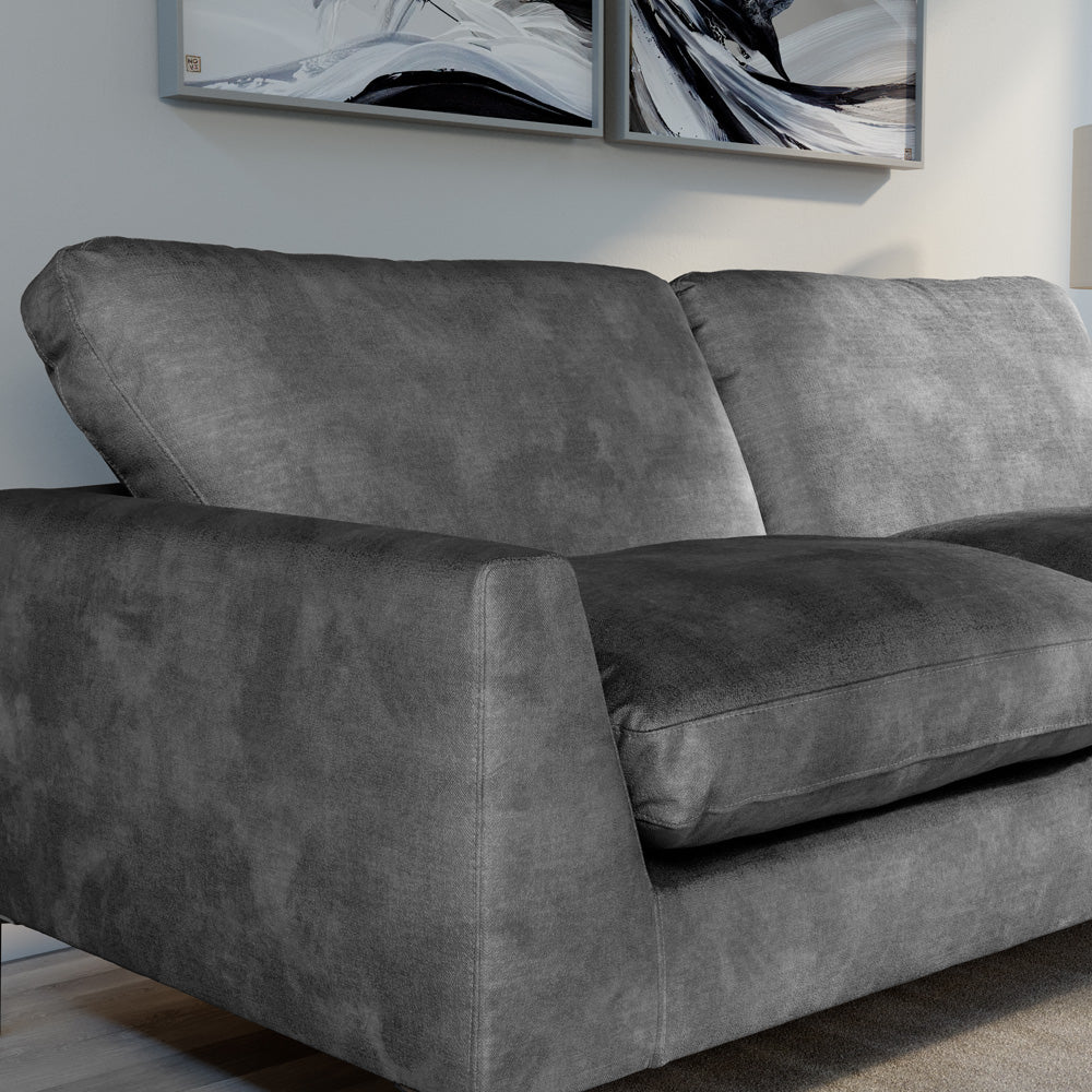 Lexi 3+2 Seater Sofa Set, Grey Aura Velvet