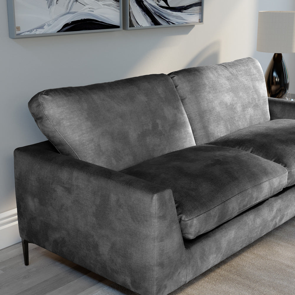 Lexi 3+2 Seater Sofa Set, Grey Aura Velvet