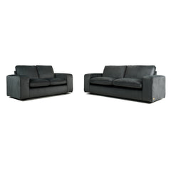 Alia Bastamam; Amaya 3+2 Seater Sofa, Slate Grey Pleated Premium Velvet