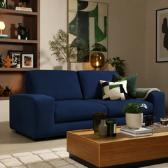 Elise 3 Seater Sofa, Navy Blue House Velvet