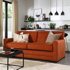 Arden 3-seater sofa in burnt orange House Plush fabric in a modern living room