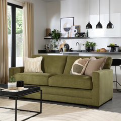 Arden 3 Seater Sofa, Olive Green House Plush Fabric