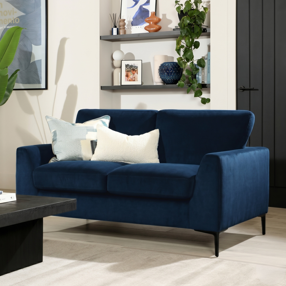 Lexi 2 Seater Sofa, Blue Classic Velvet