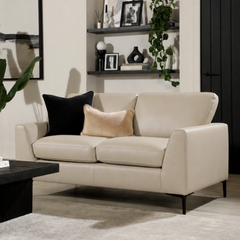 Lexi 2 Seater Sofa, Ivory Premium Faux Leather
