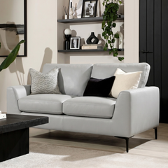 Lexi 2 Seater Sofa, Light Grey Premium Faux Leather