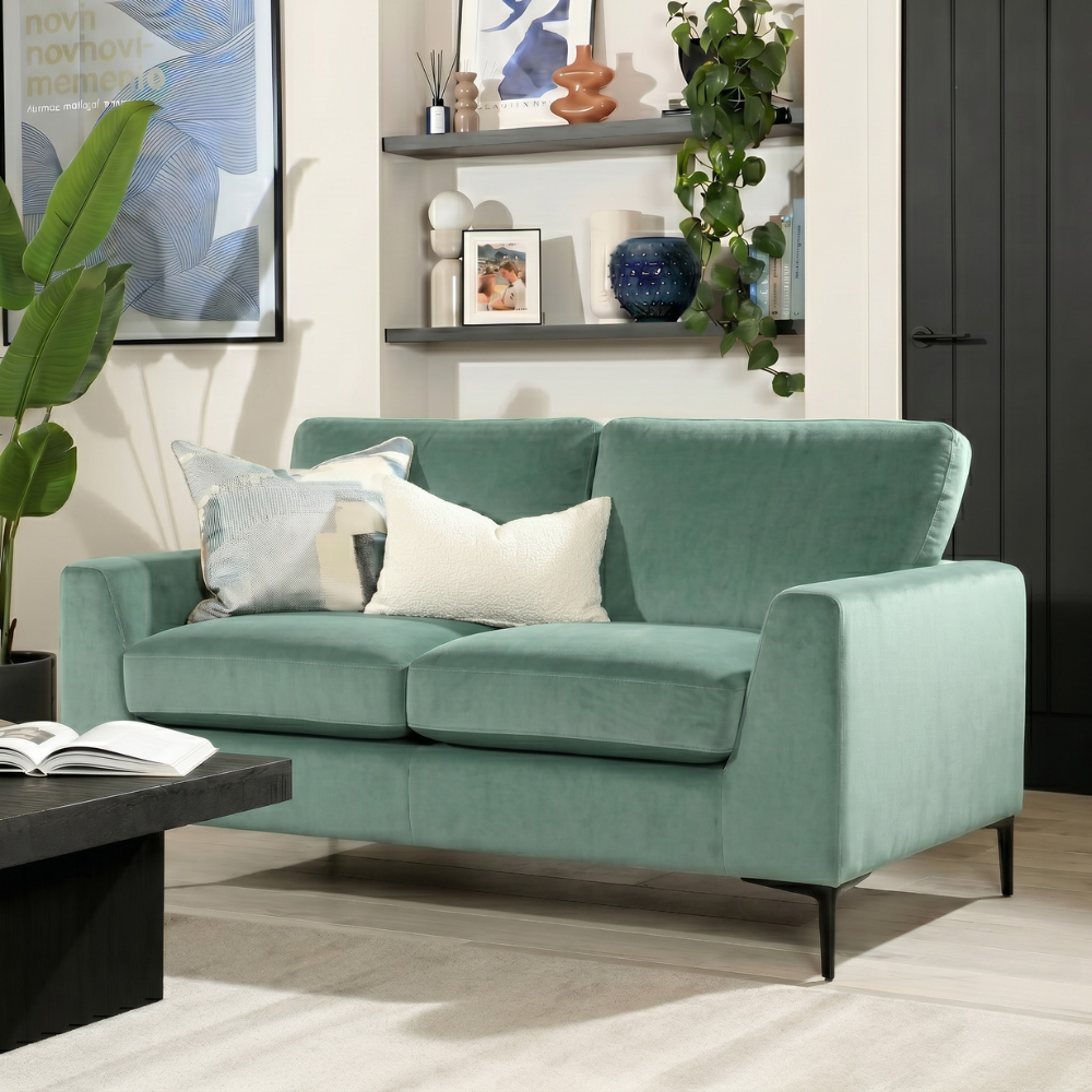 Lexi 2 Seater Sofa, Mint Green House Velvet