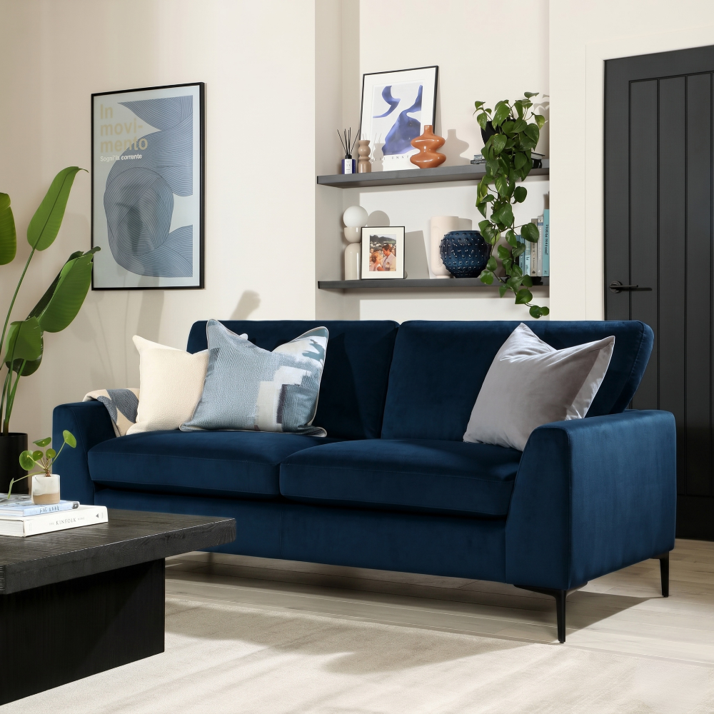 Lexi 3 Seater Sofa, Blue Classic Velvet