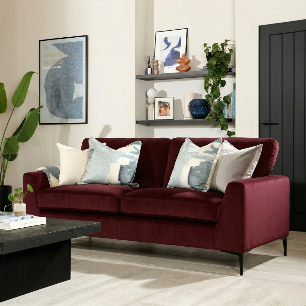 Lexi 3 Seater Sofa, Burgundy Classic Velvet