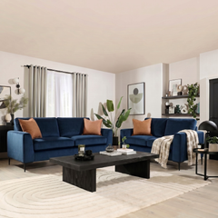 Lexi 3+2 Seater Sofa, Blue Classic Velvet