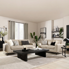 Lexi 3+2 Seater Sofa, Ivory Premium Faux Leather