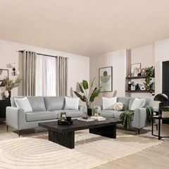 Lexi 3+2 Seater Sofa, Light Grey Premium Faux Leather