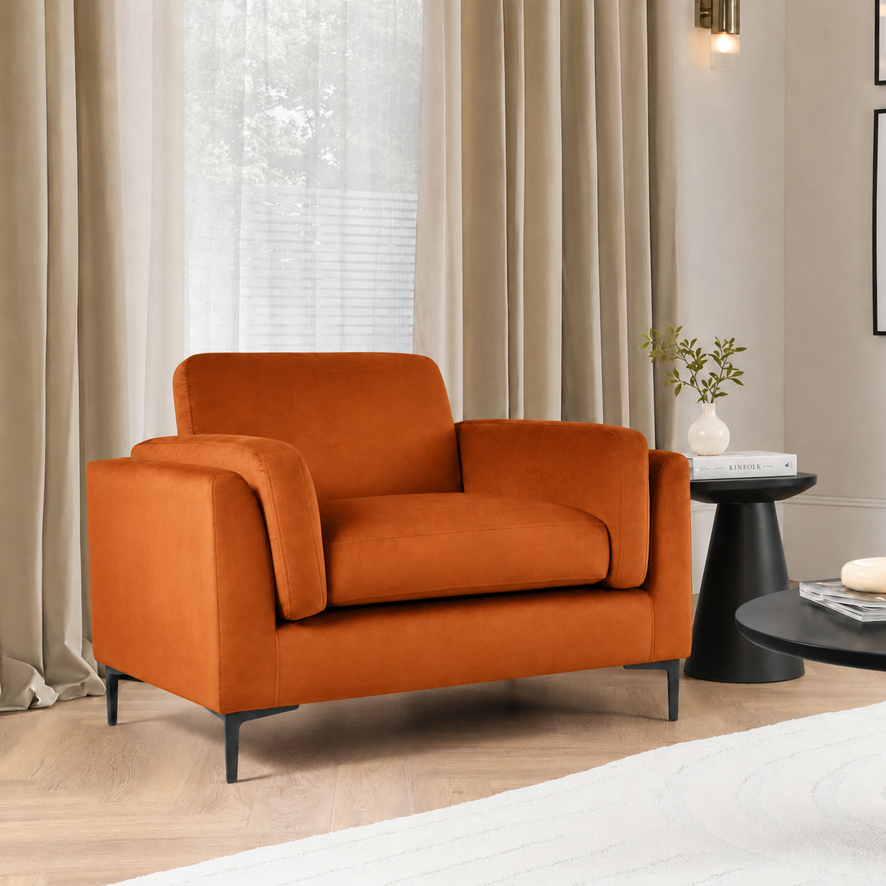 Lucia Armchair, Burnt Orange House Velvet