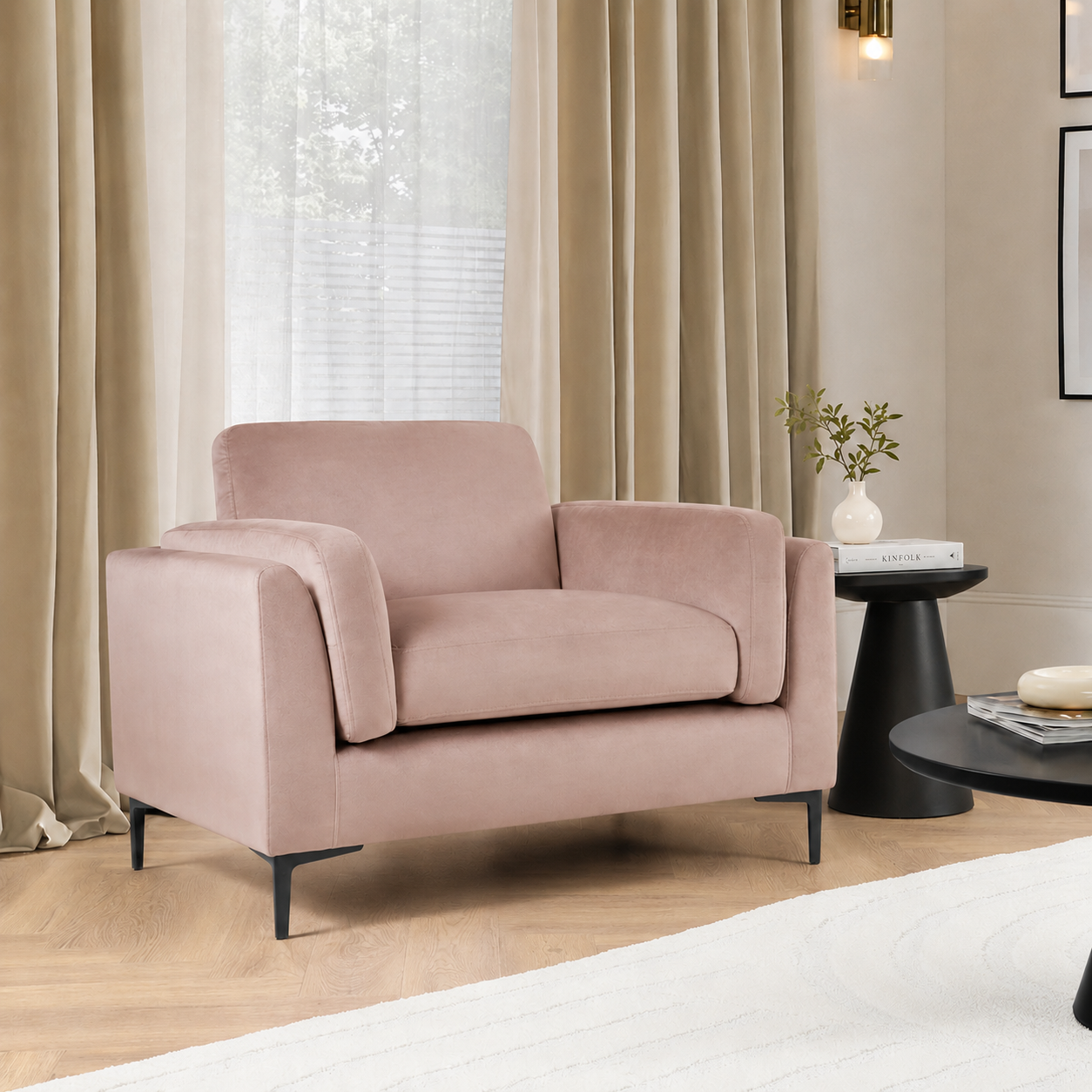 Lucia Armchair, Dusky Pink House Velvet
