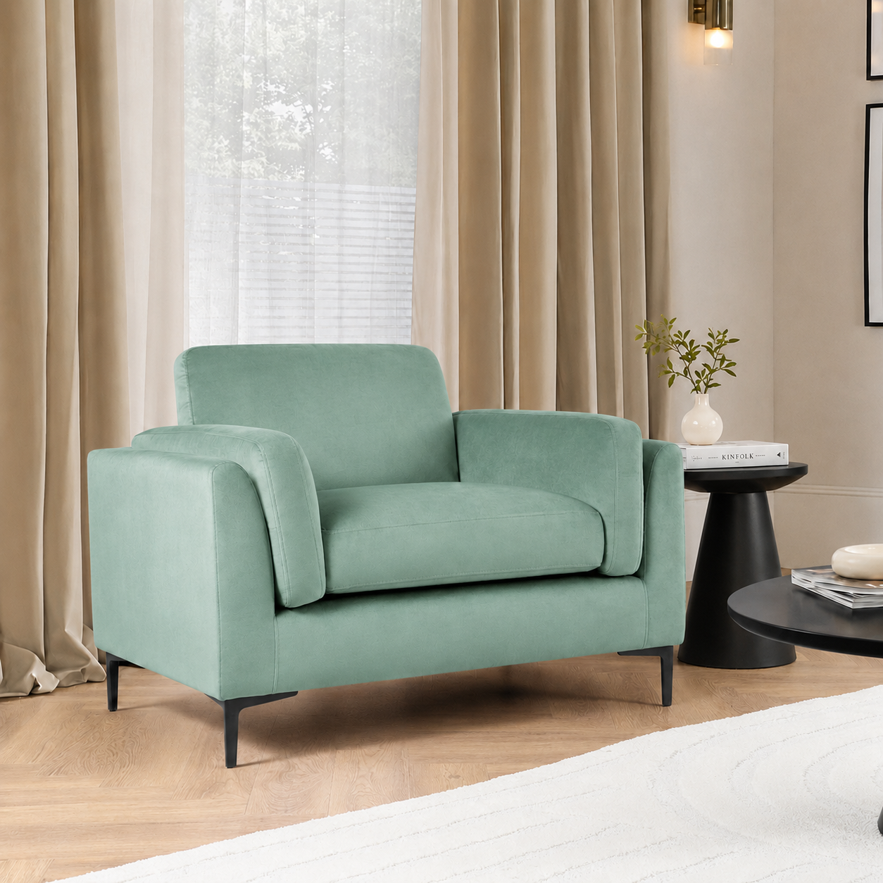 Lucia Armchair, Mint Green House Velvet