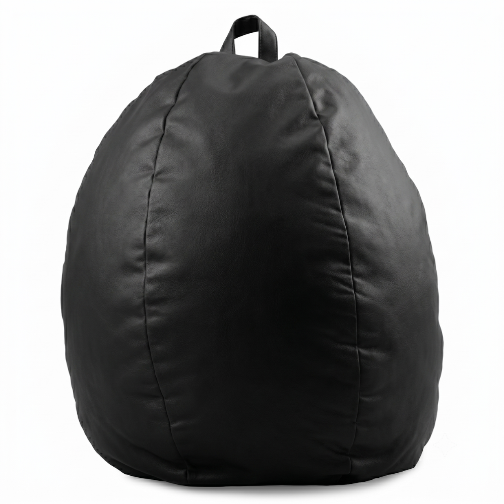 Mira Fibre-filled Bean Bag, Black Premium Faux Leather
