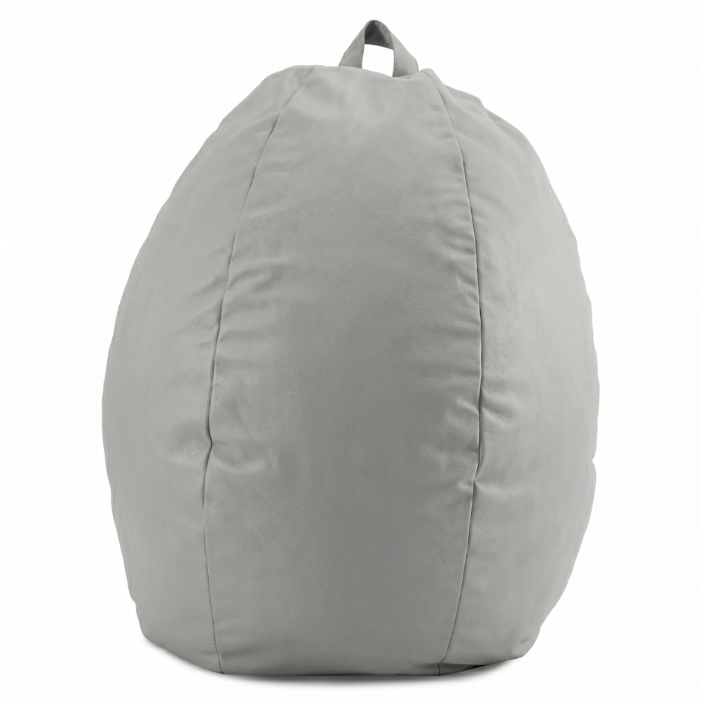 Mira Fibre-filled Bean Bag, Light Grey Premium Faux Leather